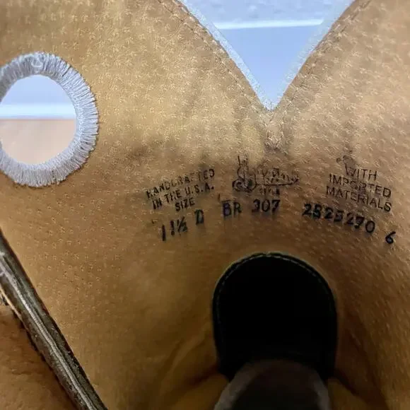 Justin Mens Square Toe Casual Work Boots Brown Green Size 11.5 D - style BR307 - Picture 11 of 14